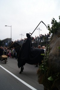 parade before palio degli asini in Alba, Italy